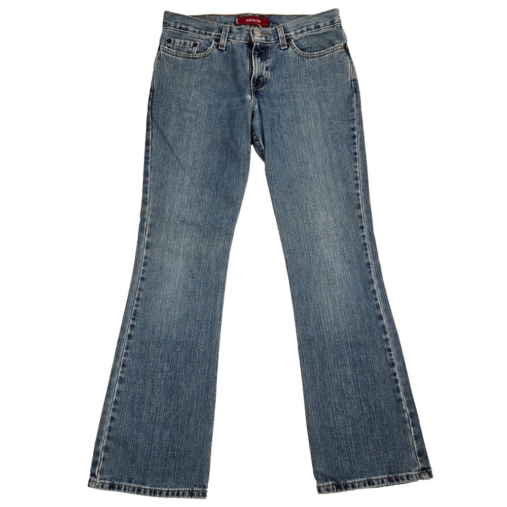Vintage Levi's 518 Superlow Boot Cut Denim Jeans Womens 7 JR M Blue Made In USA